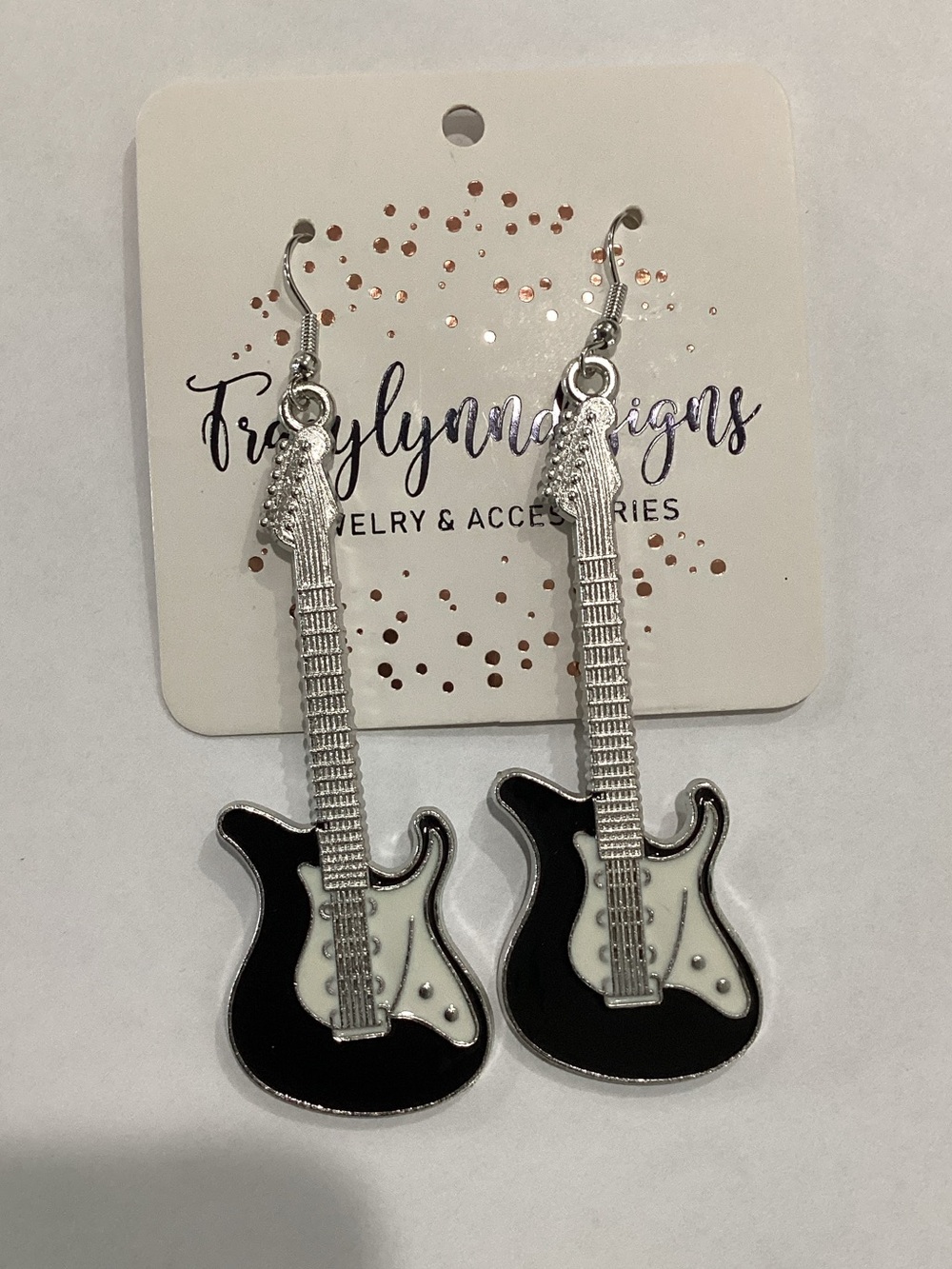 Black & White Guitar‎ Dangle Earrings